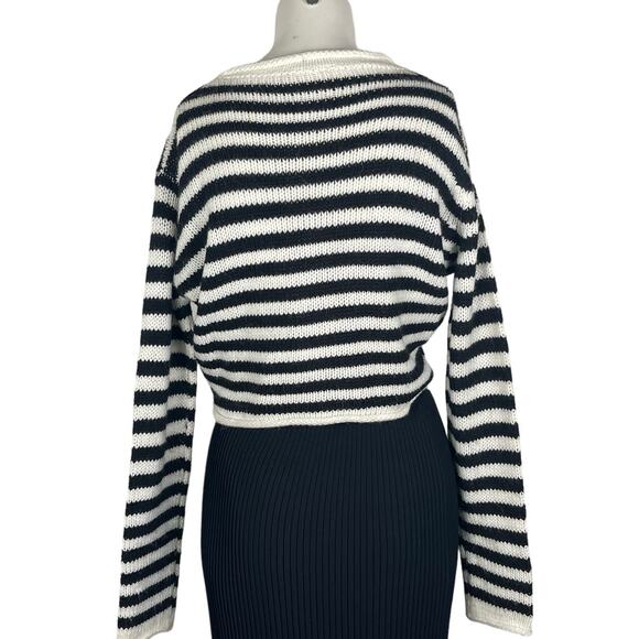 Dixie Sweater Women's Small Striped CIAO Graphic Cropped Made in Italy - Picture 2 of 5